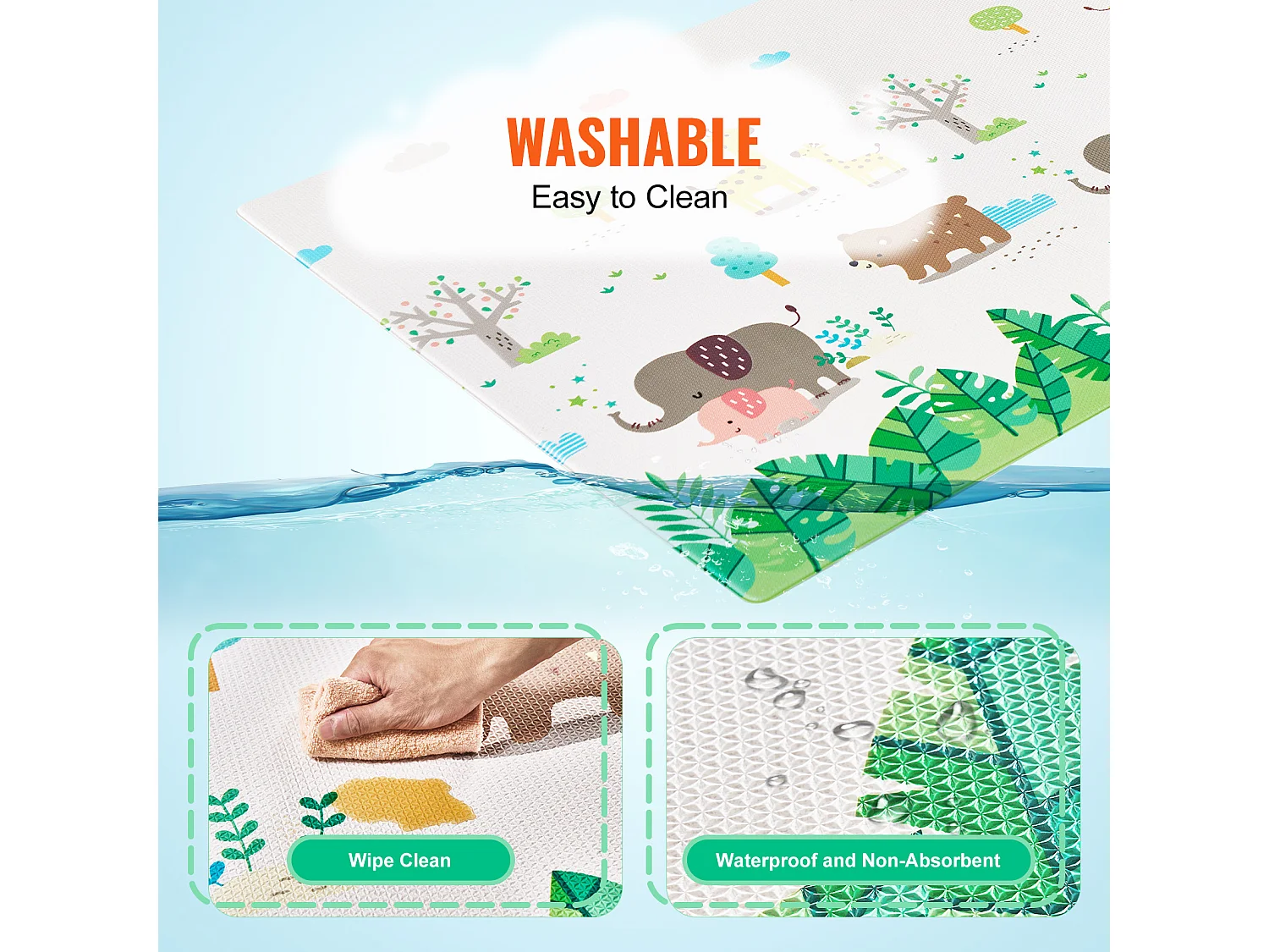 Alfombra de Juego para Bebés, SucceBuy Alfombra de Juego para Bebés 140 × 210 cm, Suave con Superficie de Gateo en 2 Lados