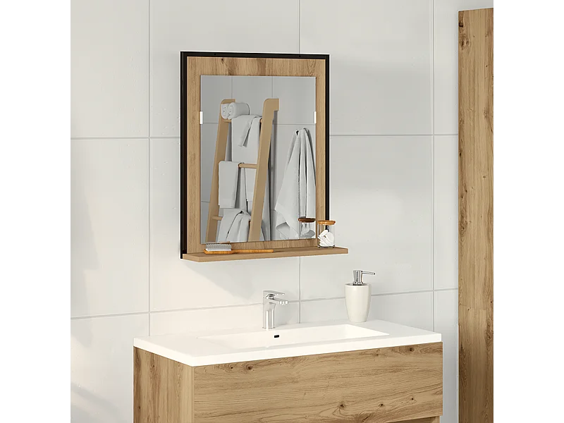 Miroir de salle de bain Chêne artisanal 50x12x60 cm en bois d'ingénierie