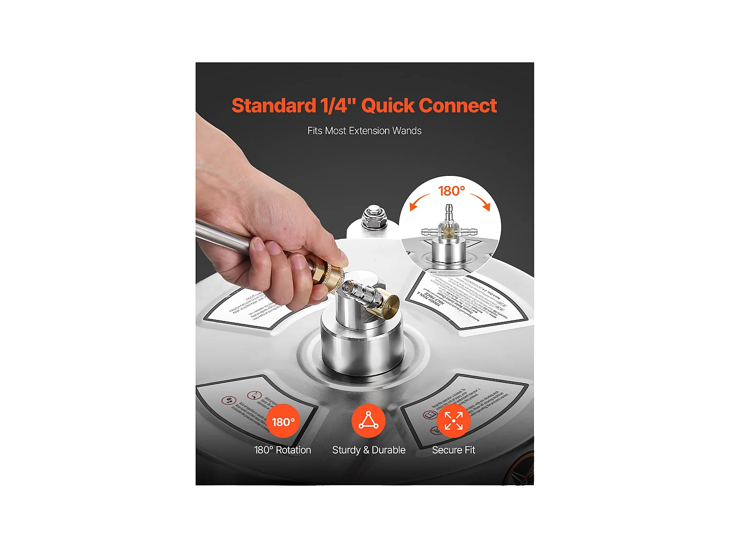 Nettoyeur pour Surfaces, SucceBuy Nettoyeur de Surface à Pression 35.56 cm, 27.58 MPa max, 4 Roues, 2 Baguettes Allongées