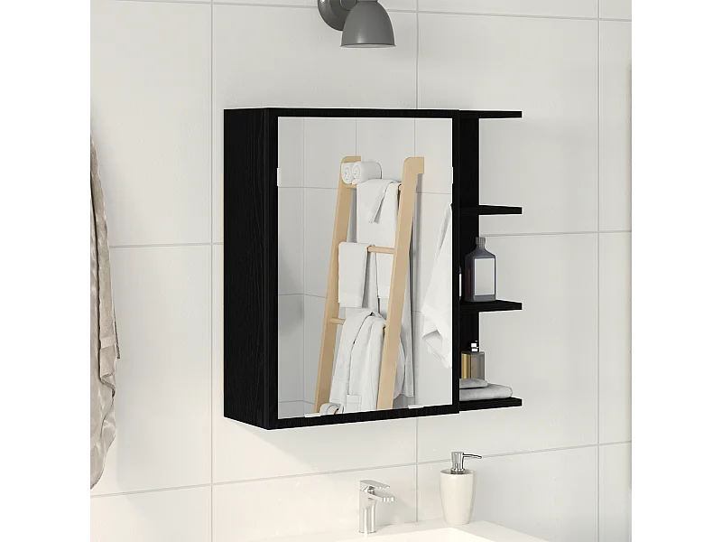 Badkamerspiegelkast - Zwarte eik 62,5x20,5x64cm bewerkt hout