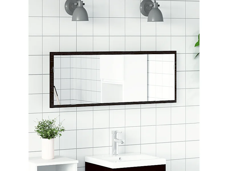 LED badkamerspiegel - Zwarte eik - 100x8,5x37 cm - Gereconstrueerd hout