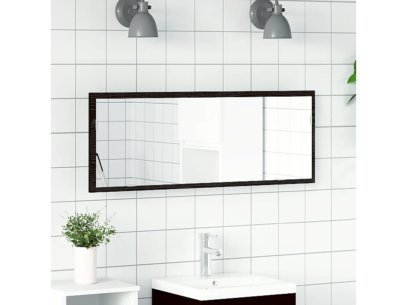 LED badkamerspiegel - Zwarte eik - 100x8,5x37 cm - Gereconstrueerd hout