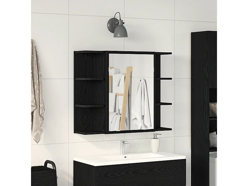 Miroir cabinet Chêne noir Bois massif Compact