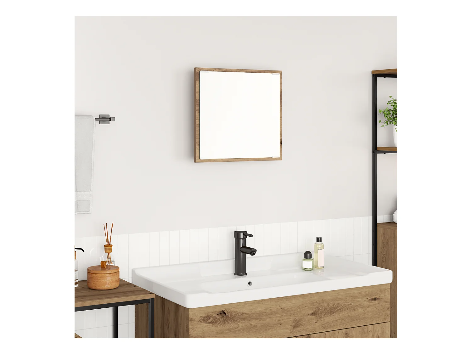 Miroir de salle de bain LED Chêne Artisan 40x8.5x37 cm Bois d'ingénierie