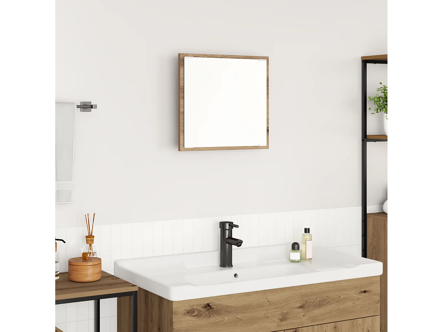 Miroir de salle de bain LED Chêne Artisan 40x8.5x37 cm Bois d'ingénierie
