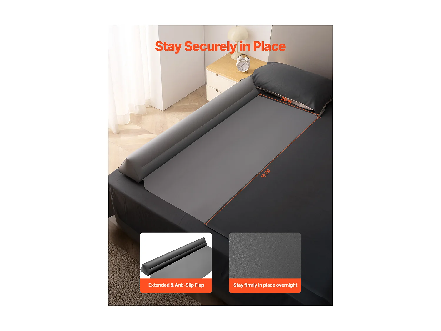 Tour de Lit, SucceBuy Tour de Lit Gonflable de 132 cm pour Tout-Petits avec Rabat de Sécurité