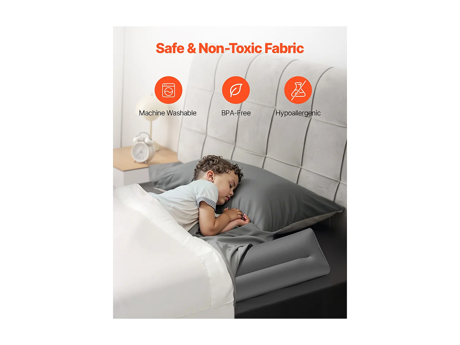 Tour de Lit, SucceBuy Tour de Lit Gonflable de 132 cm pour Tout-Petits avec Rabat de Sécurité