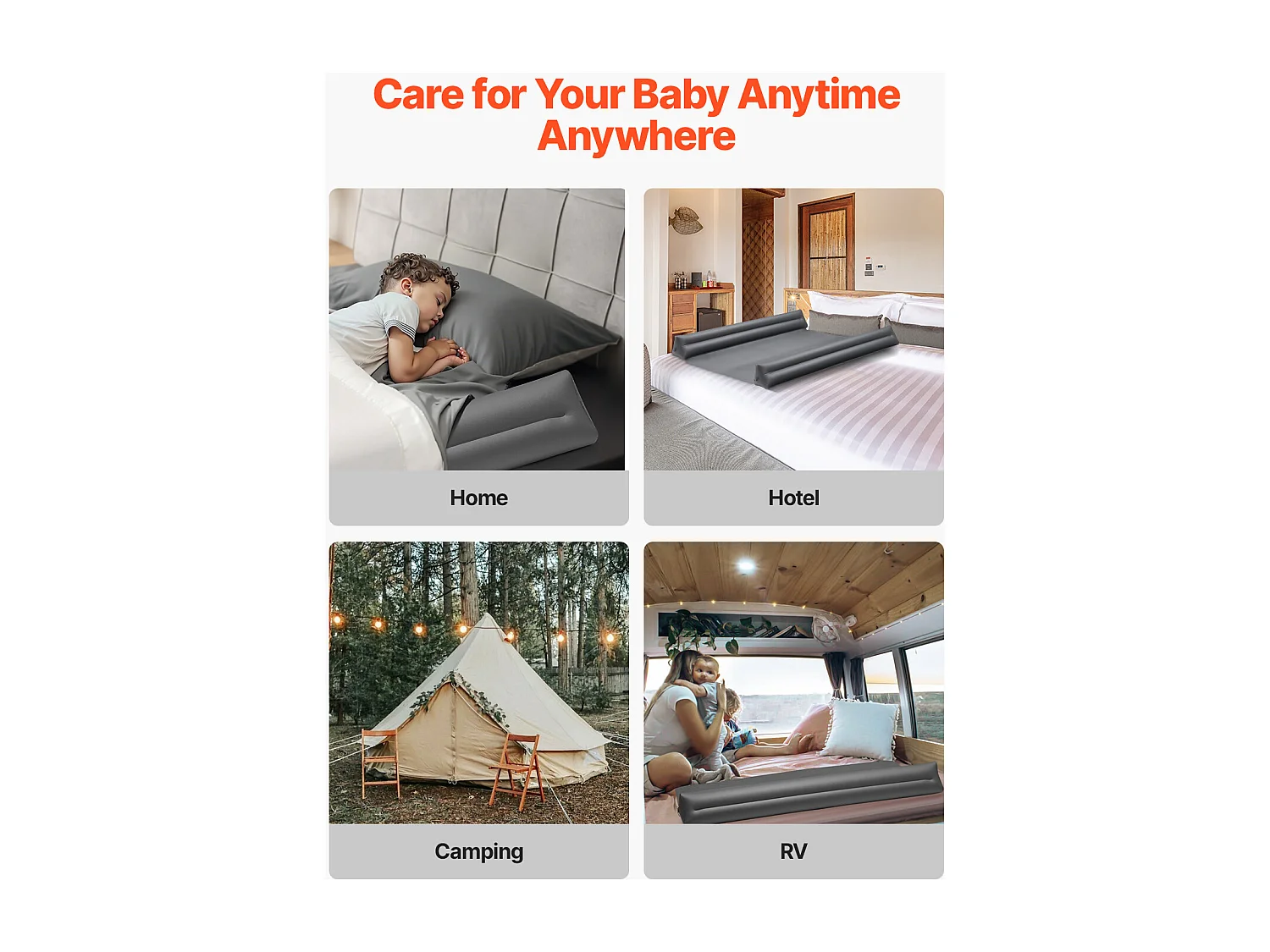 Bettgitter, SucceBuy Aufblasbares Bettgitter 132 cm für Kleinkinder mit Sicherheitsklappe