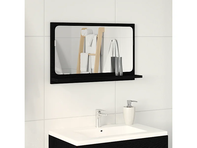 Miroir de salle de bain en chêne noir 60x10,5x37 cm en bois reconstitué