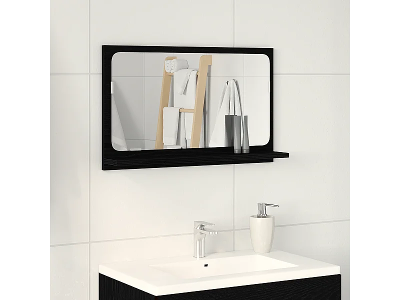 Miroir de salle de bain en chêne noir 60x10,5x37 cm en bois reconstitué