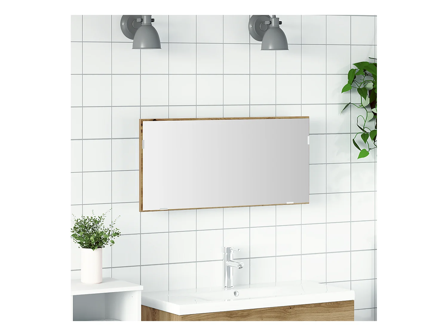Armoire Miroir de Salle de Bain avec Lumière LED Chêne Artisan 80x37 cm