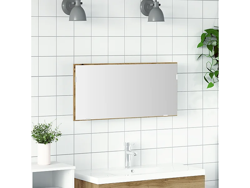 Armoire Miroir de Salle de Bain avec Lumière LED Chêne Artisan 80x37 cm
