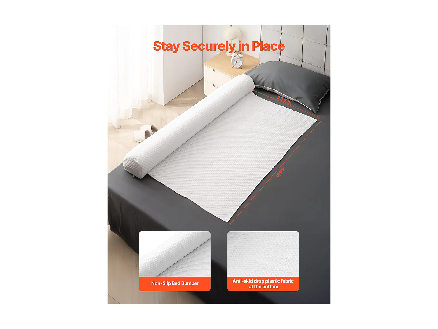 Grade de Berço, SucceBuy 132 cm - Conjunto de 2 Grades Infláveis para Berço, Barreira de Segurança com Aba, para Camas Infantis