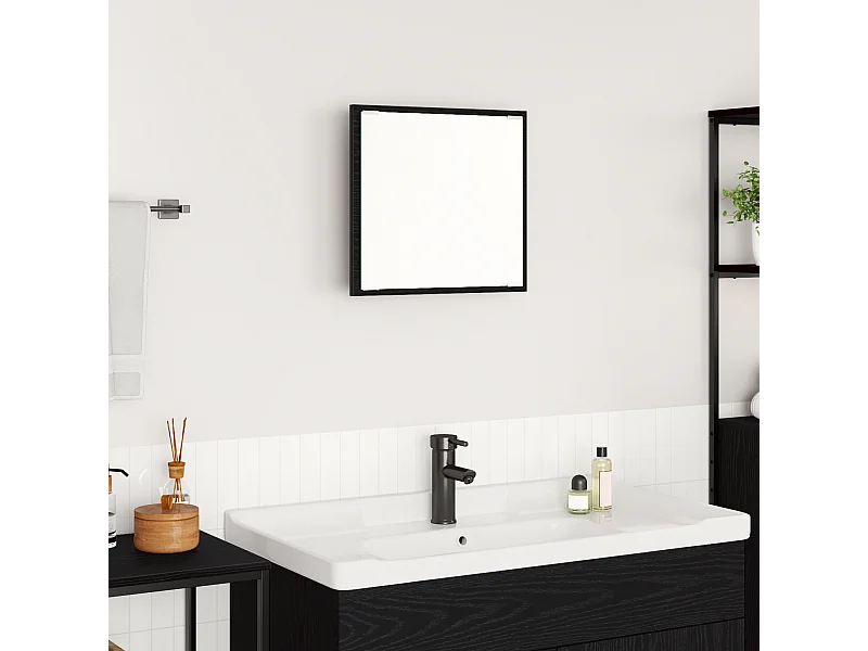 Zwarte eiken LED badkamerspiegel 40x8,5x37 cm