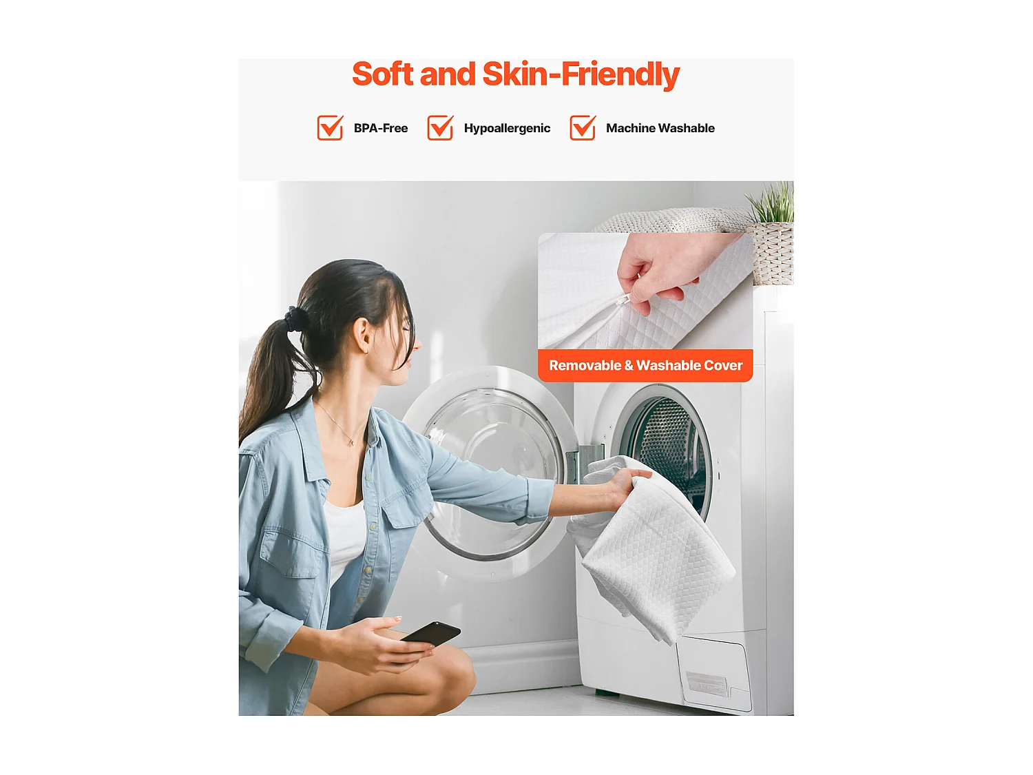 Tour de Lit, SucceBuy Tour de Lit pour Tout-Petits 132 cm, Barrière de Lit en Mousse Antidérapante, Légère