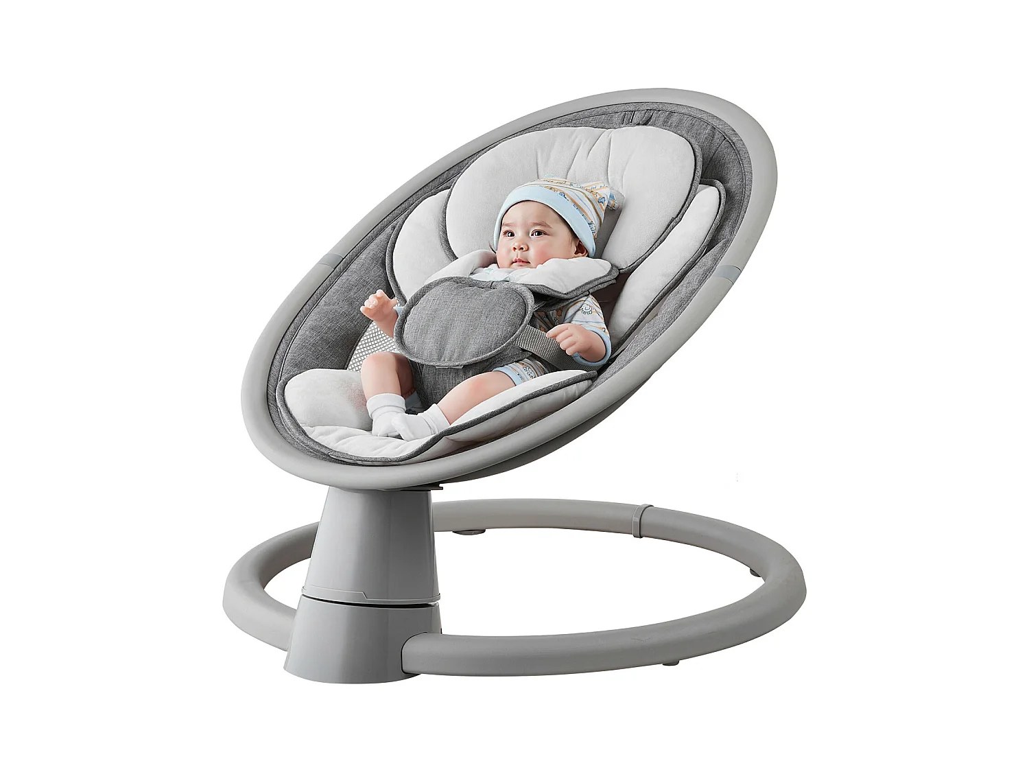 Transat Bébé Électrique, SucceBuy Balançoire pour Bébé pour Nourrissons 5 Vitesses Télécommande Bluetooth Berceuses Coussin