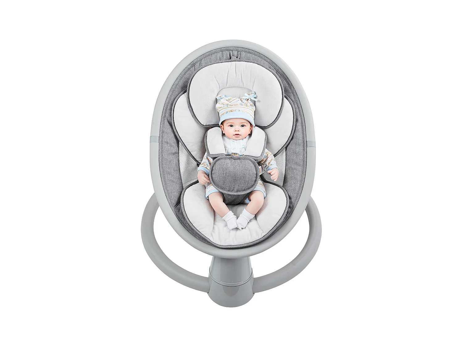 Transat Bébé Électrique, SucceBuy Balançoire pour Bébé pour Nourrissons 5 Vitesses Télécommande Bluetooth Berceuses Coussin