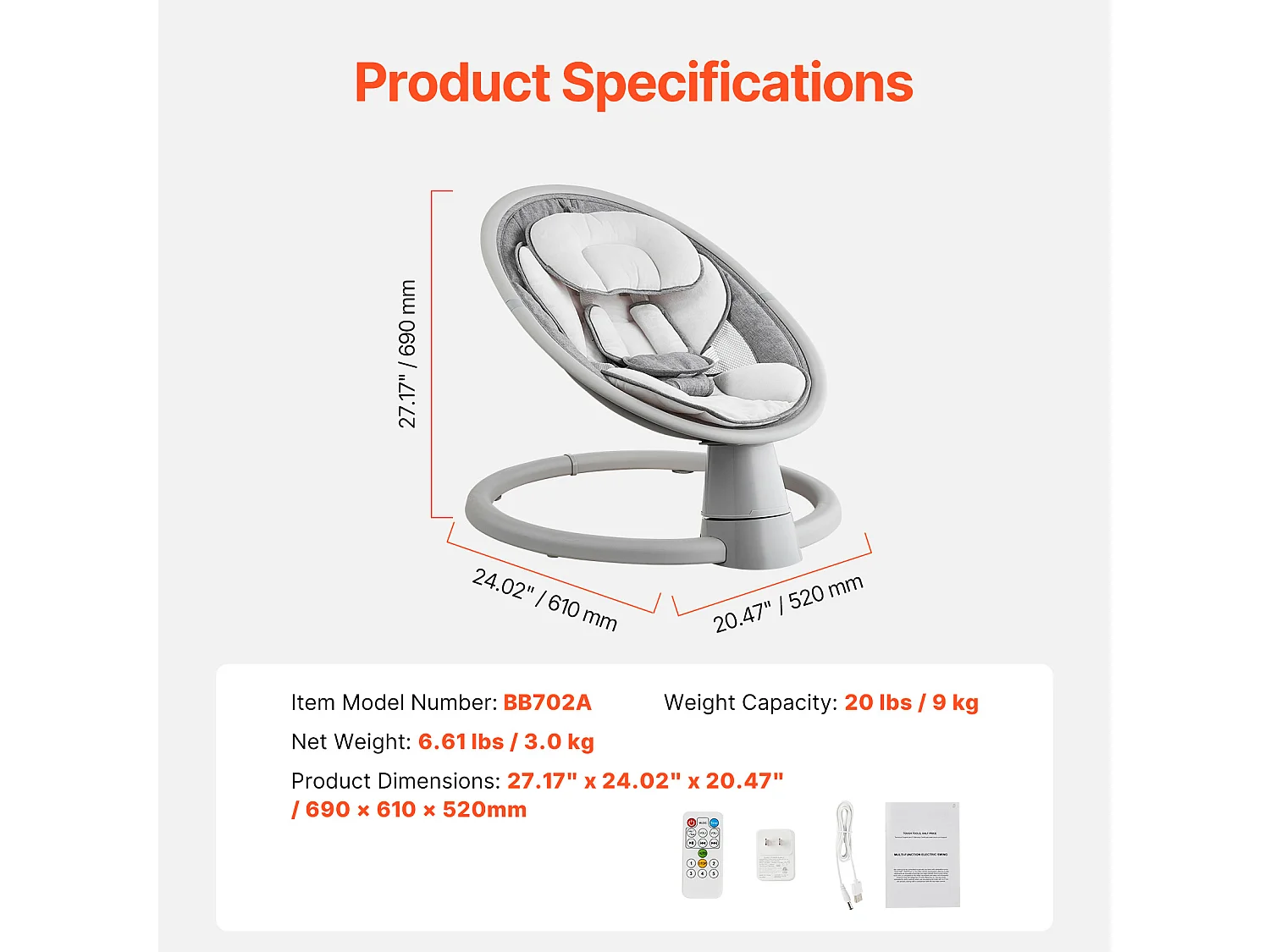 Elektrische Babywieg, SucceBuy Baby-schommel voor zuigelingen met 5 snelheden, Bluetooth-bediening, Slaapliedjes en Kussentje