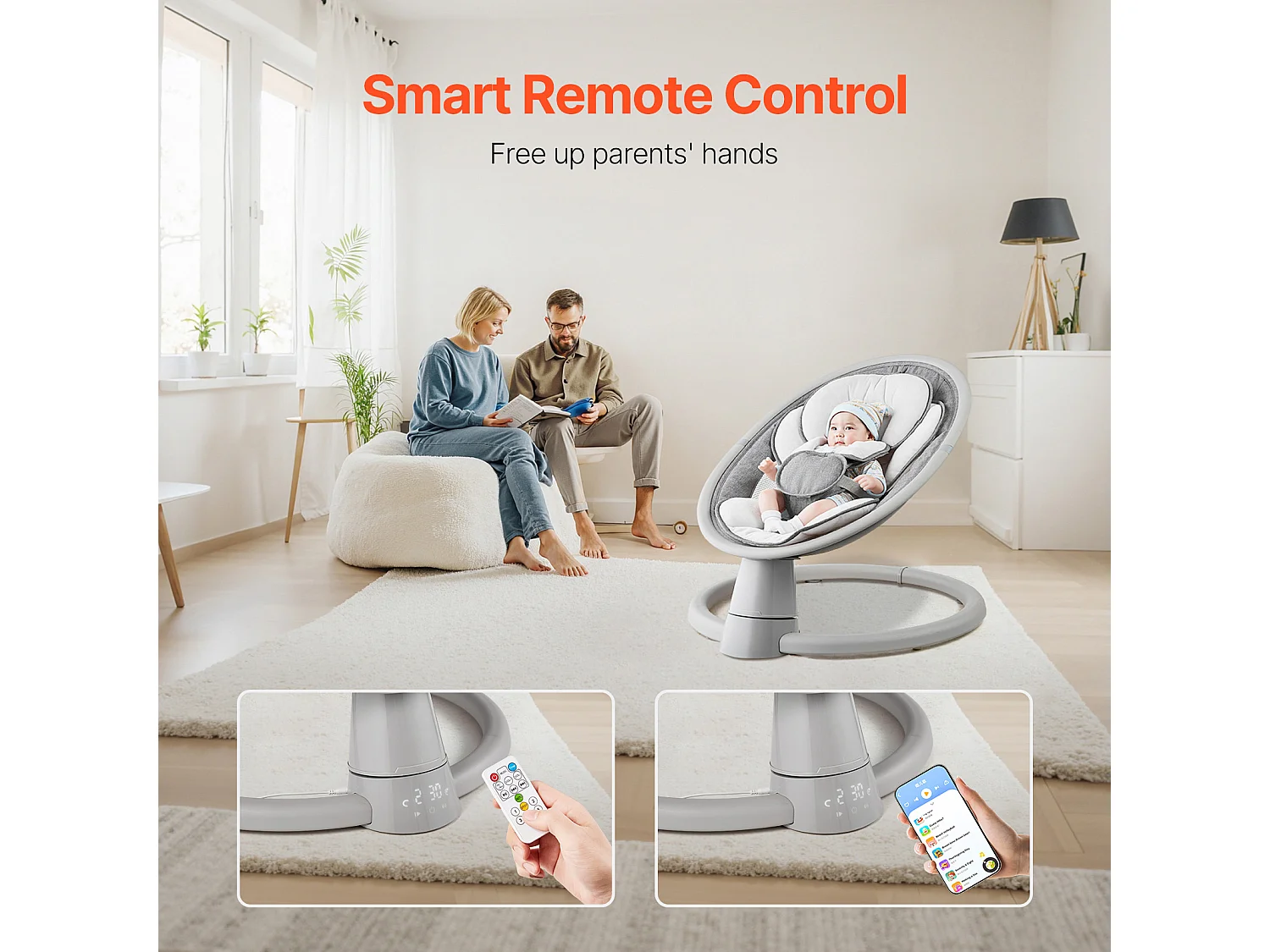 Elektrische Babywieg, SucceBuy Baby-schommel voor zuigelingen met 5 snelheden, Bluetooth-bediening, Slaapliedjes en Kussentje