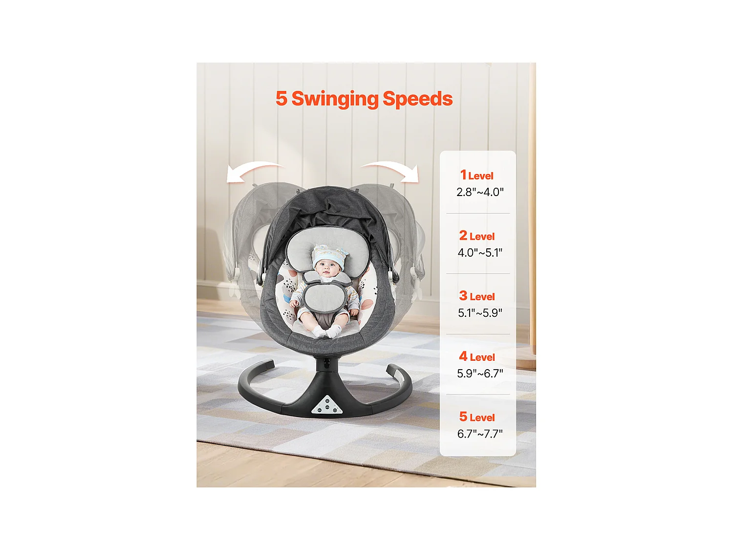 Transat Bébé Électrique, SucceBuy Balançoire pour Bébé pour Nourrissons 5 Vitesses 3 Positions de Siège Télécommande Bluetooth