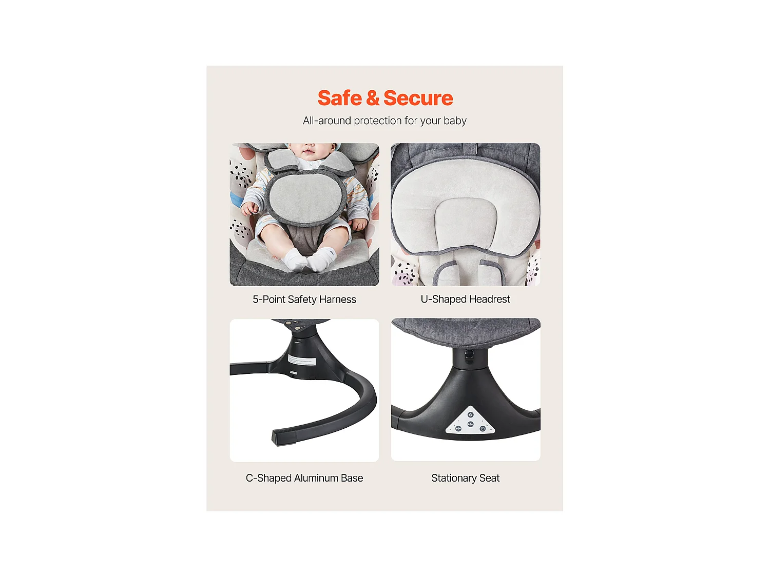 Transat Bébé Électrique, SucceBuy Balançoire pour Bébé pour Nourrissons 5 Vitesses 3 Positions de Siège Télécommande Bluetooth