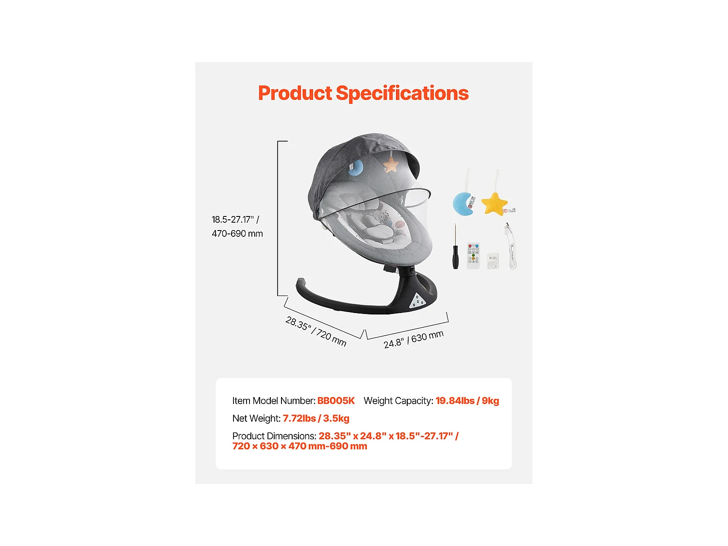 Transat Bébé Électrique, SucceBuy Balançoire pour Bébé pour Nourrissons 5 Vitesses 3 Positions de Siège Télécommande Bluetooth