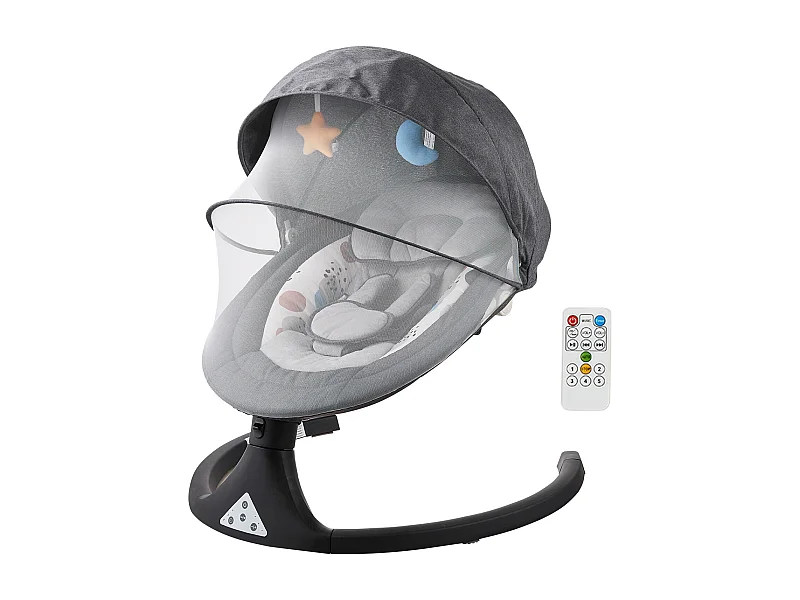 Elektrische Babywieg, SucceBuy Baby-schommel voor zuigelingen met 5 snelheden, 3 zitposities en Bluetooth-afstandsbediening