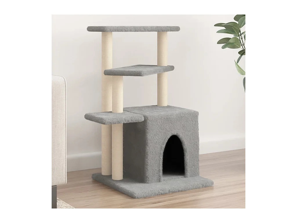 Albero per Gatti con Tiragraffi in Sisal Grigio Chiaro 83,5 cm