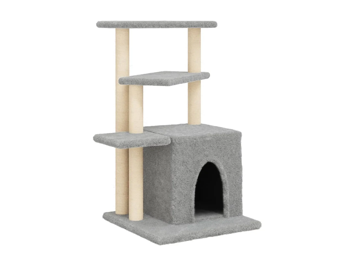 Árvore p/ gatos c/ postes arranhadores sisal 83,5cm cinza-claro