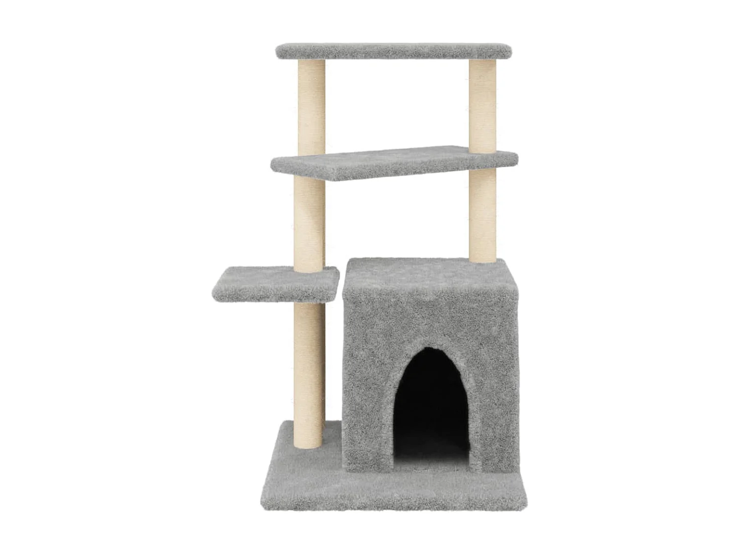 Árvore p/ gatos c/ postes arranhadores sisal 83,5cm cinza-claro