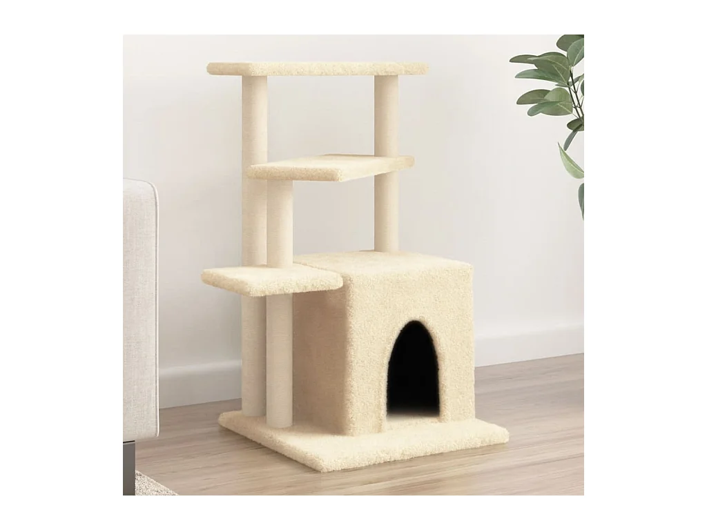 Albero per Gatti con Tiragraffi in Sisal Crema 83,5 cm