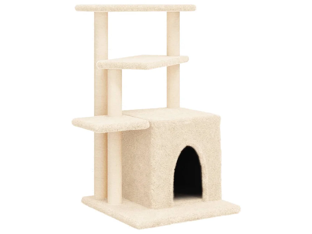 Arbre à chat avec griffoirs en sisal crème 83,5 cm