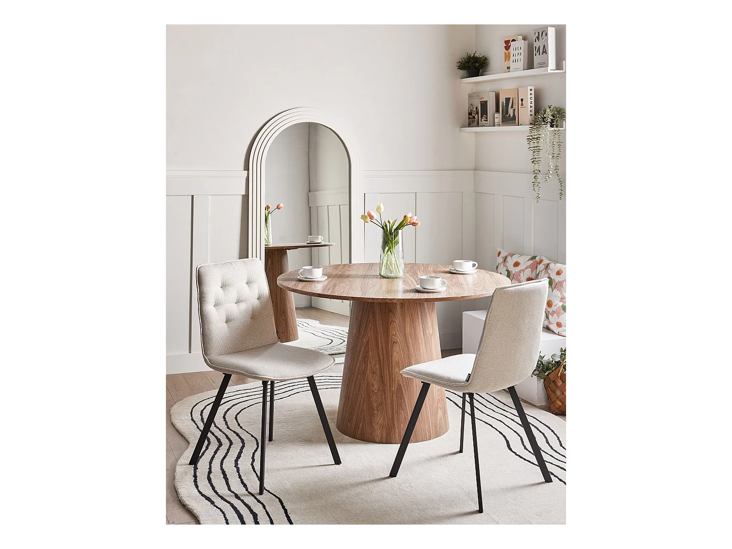 Lot de 2 chaises de salle à manger CARVER Tissu Beige