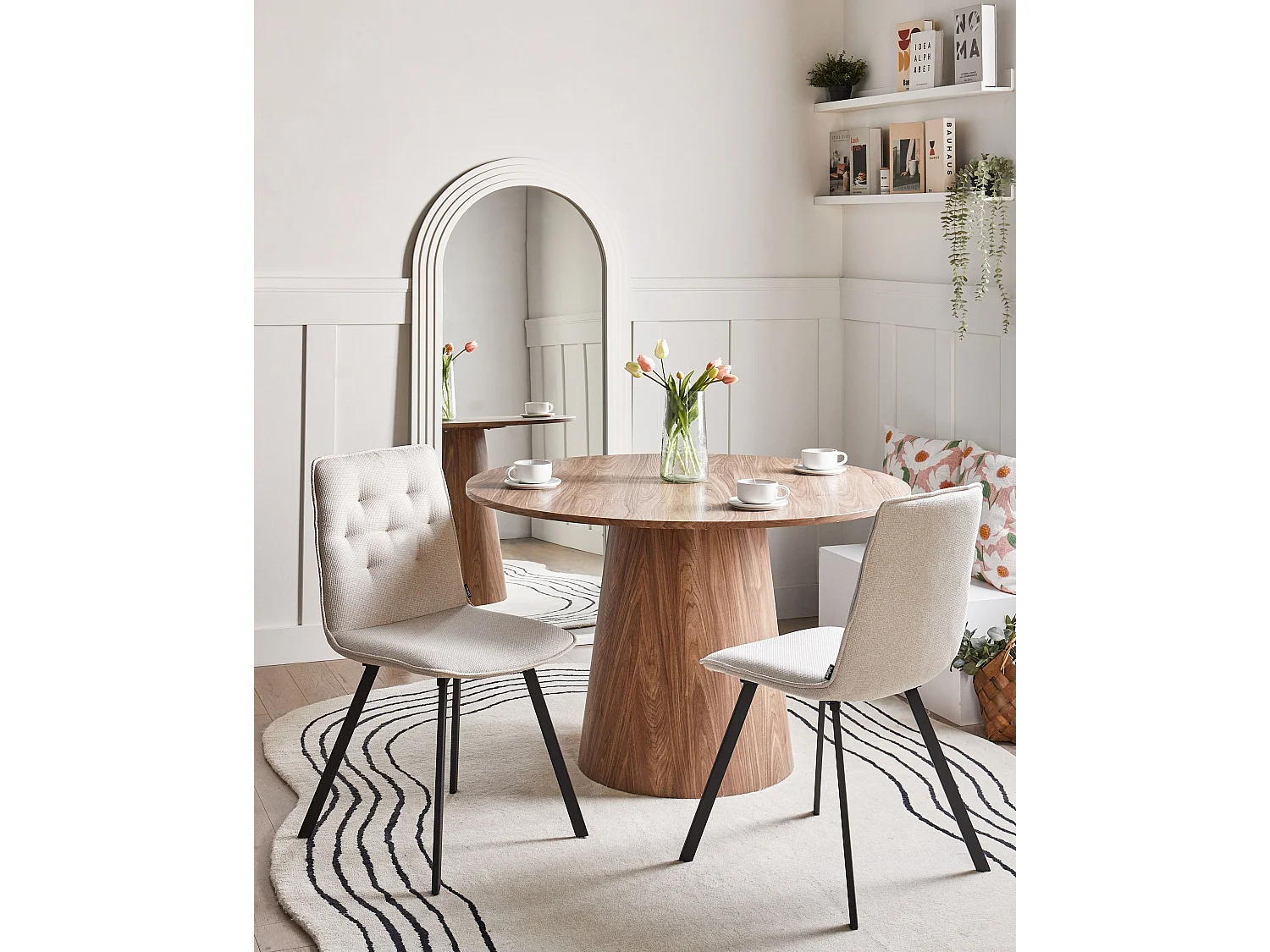 Lot de 2 chaises de salle à manger CARVER Tissu Beige