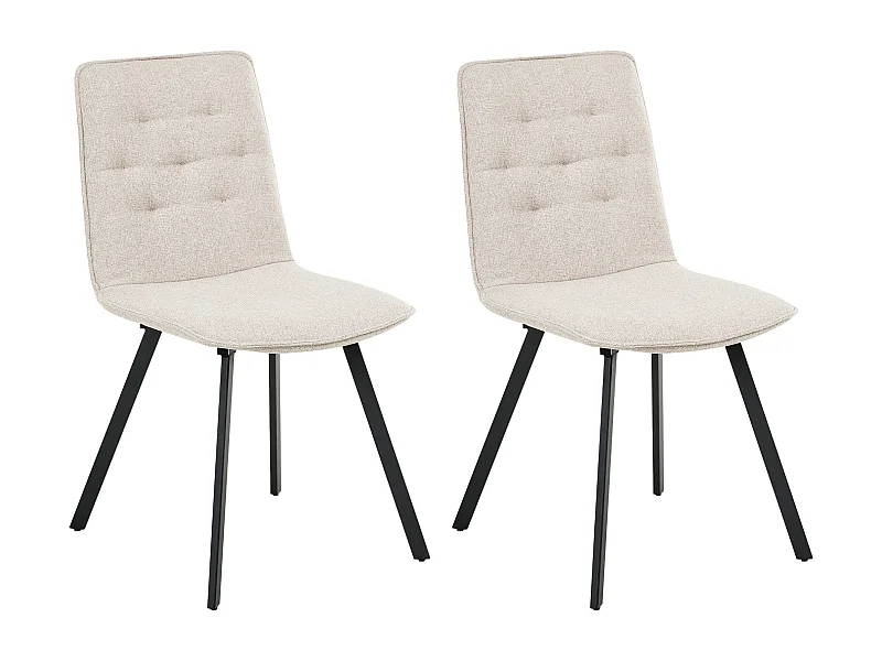 Lot de 2 chaises de salle à manger CARVER Tissu Beige