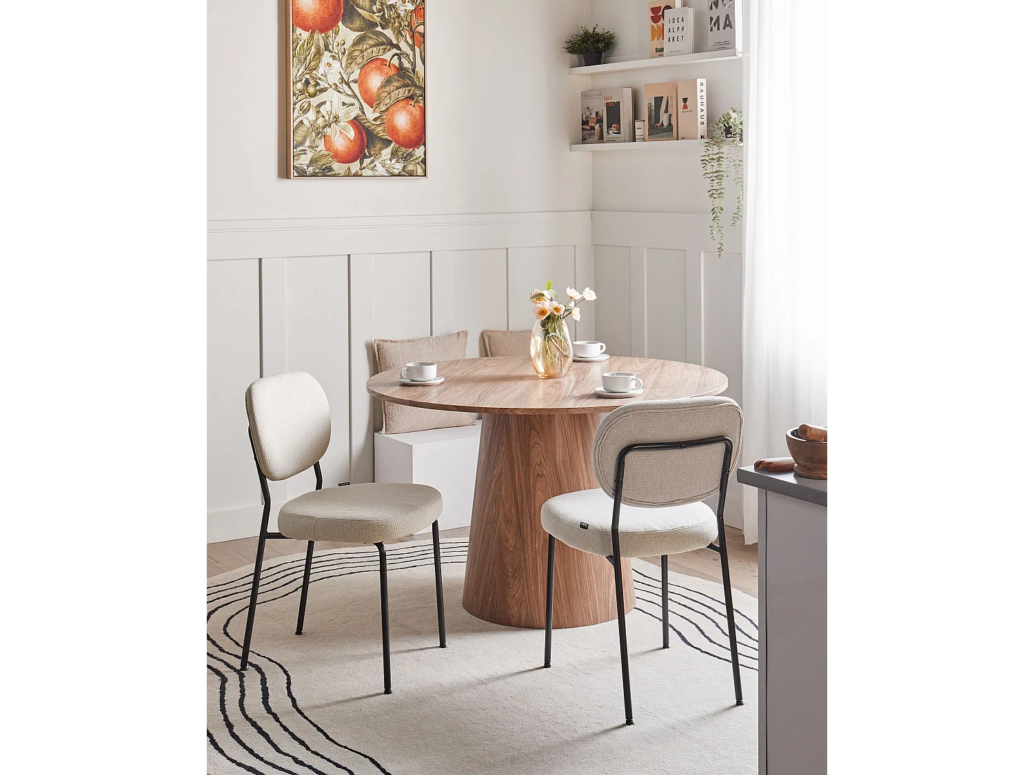 Lot de 2 chaises de salle à manger LOLETA Tissu Beige clair