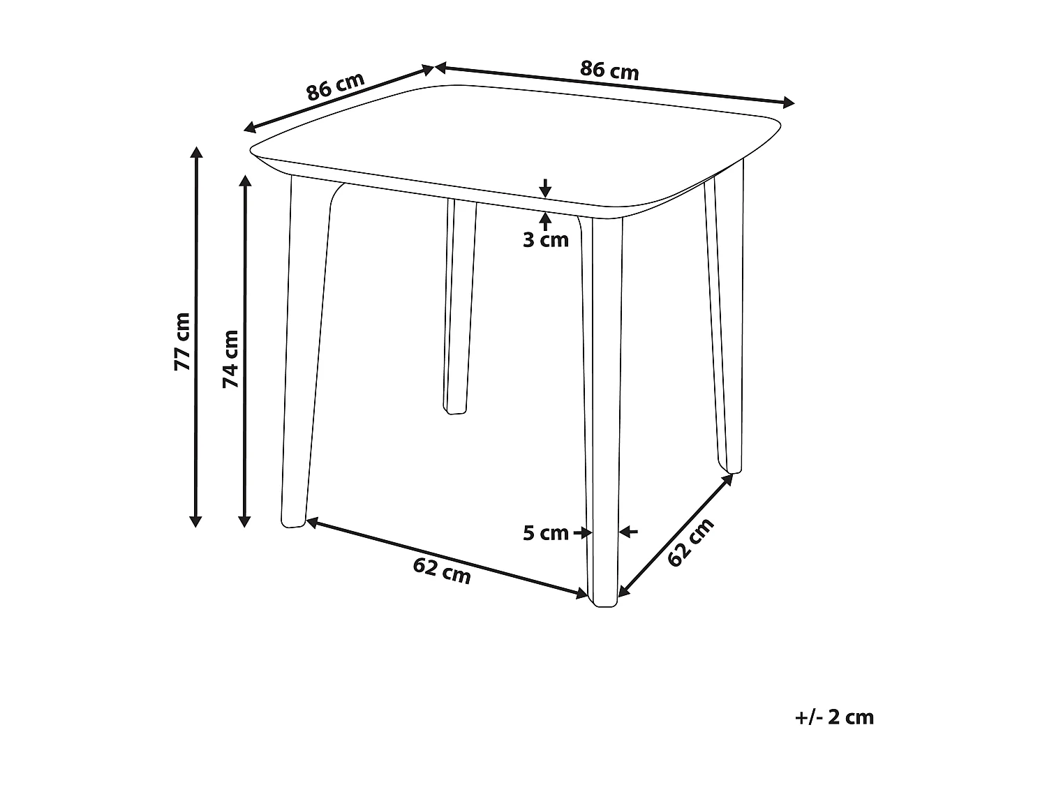 Table de salle à manger de jardin SORICO 86 cm 86 cm Beige clair