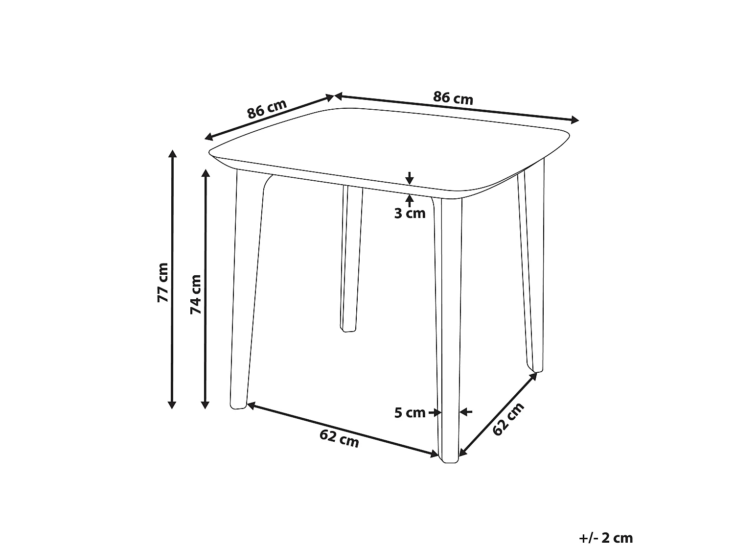 Table de salle à manger de jardin SORICO 86 cm 86 cm Gris