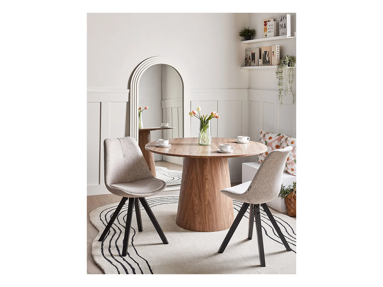 Lot de 2 chaises de salle à manger HEDLEY Tissu Marron clair