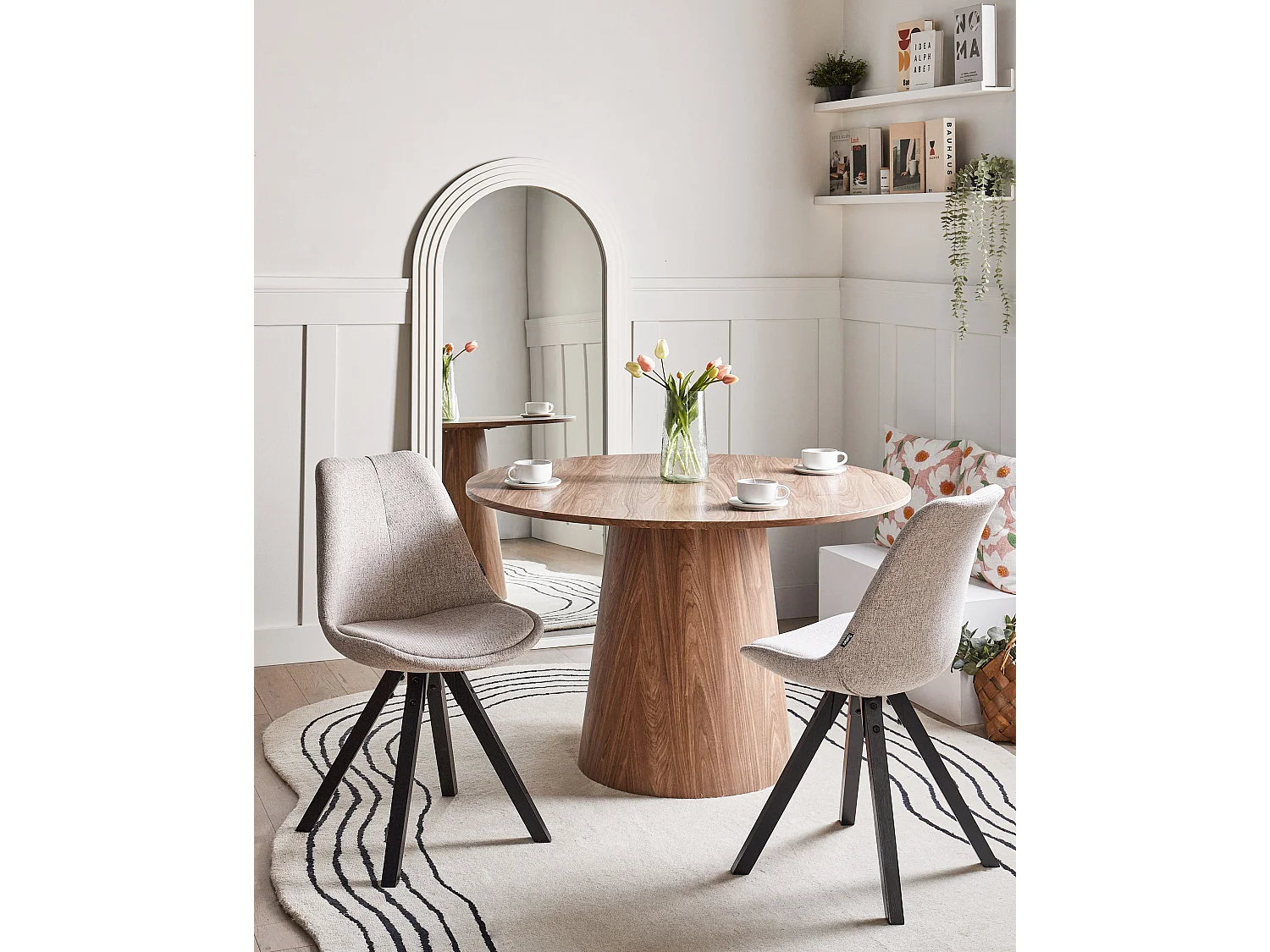 Lot de 2 chaises de salle à manger HEDLEY Tissu Beige