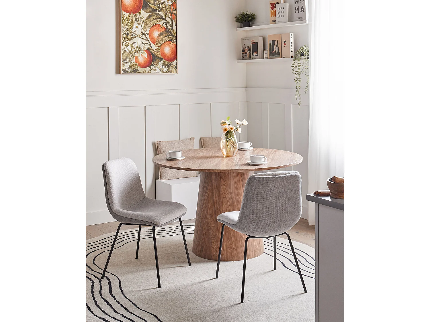 Lot de 2 chaises de salle à manger LORIDA Tissu Gris clair