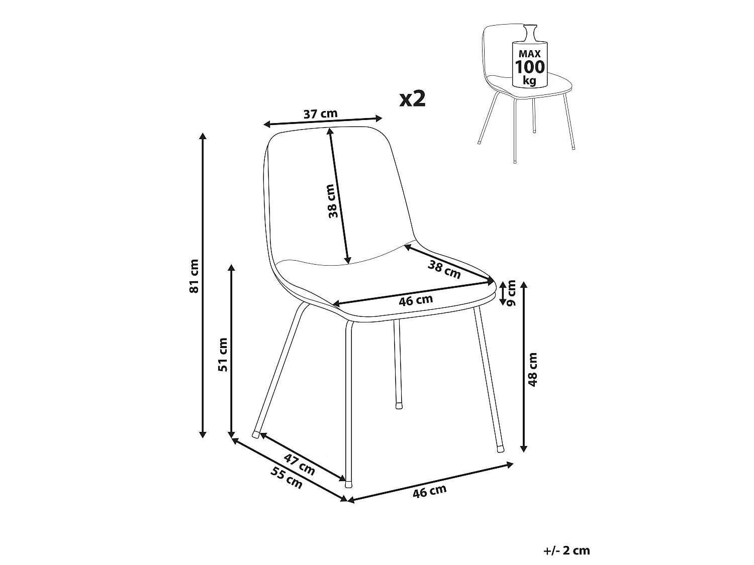Set of 2 Dining Chairs LORIDA Fabric Light Grey