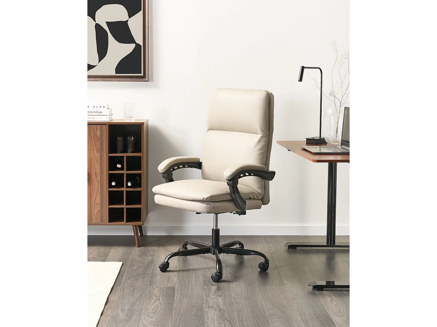Fauteuil de bureau SERENE Cuir PU Beige clair