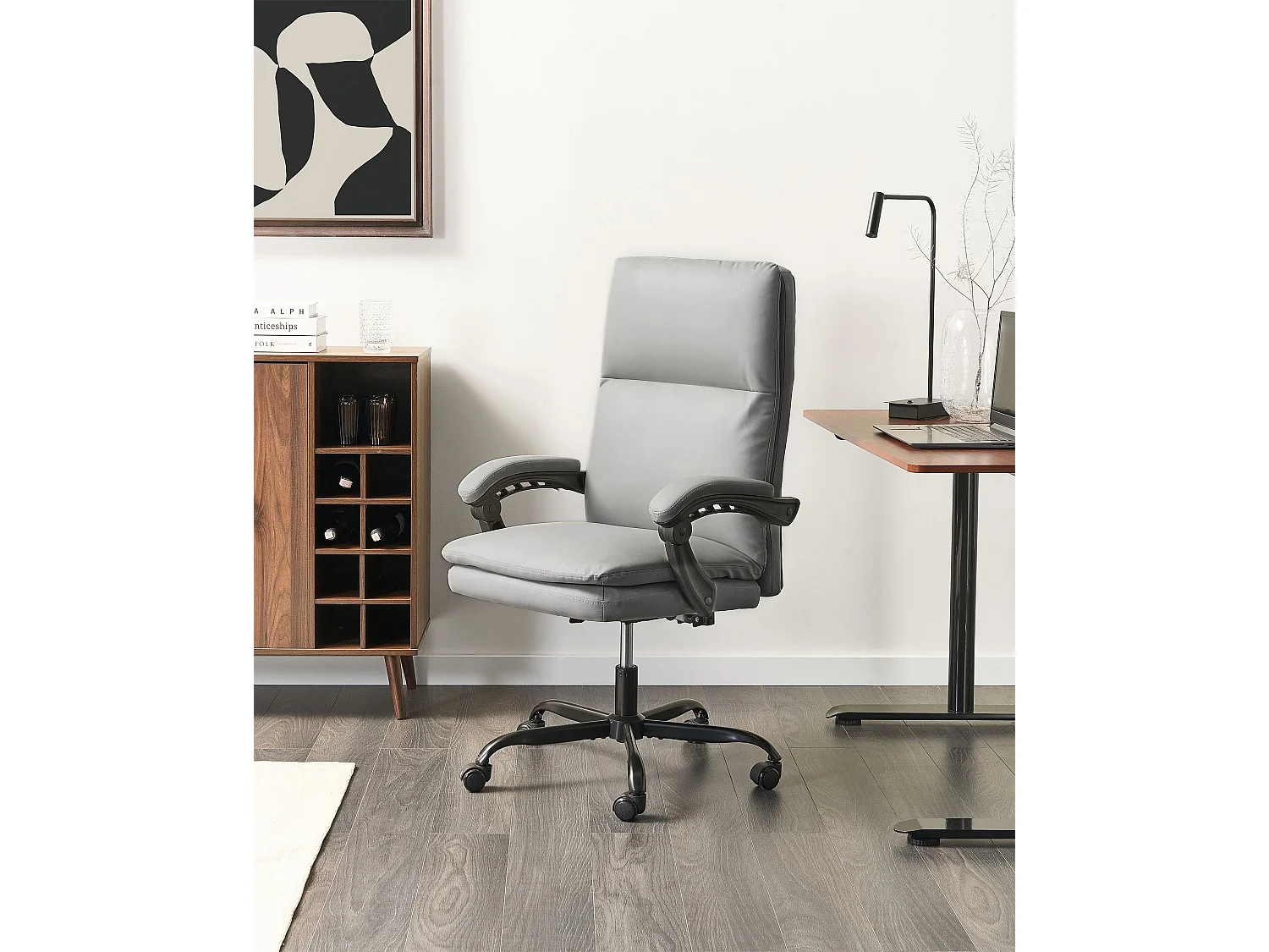 Fauteuil de bureau SERENE Cuir PU Gris clair