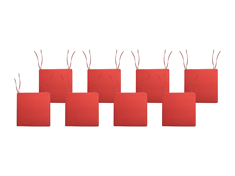 Outdoor-Sitzkissen 8er Set rot mit Bindebändern für Gartenstuhl Sassari