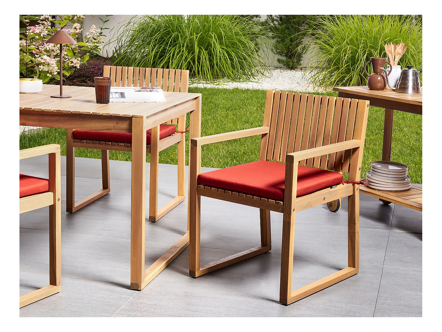 Set van 8 tuinzitkussens SASSARI PREMIUM 46 x 46 cm Rood