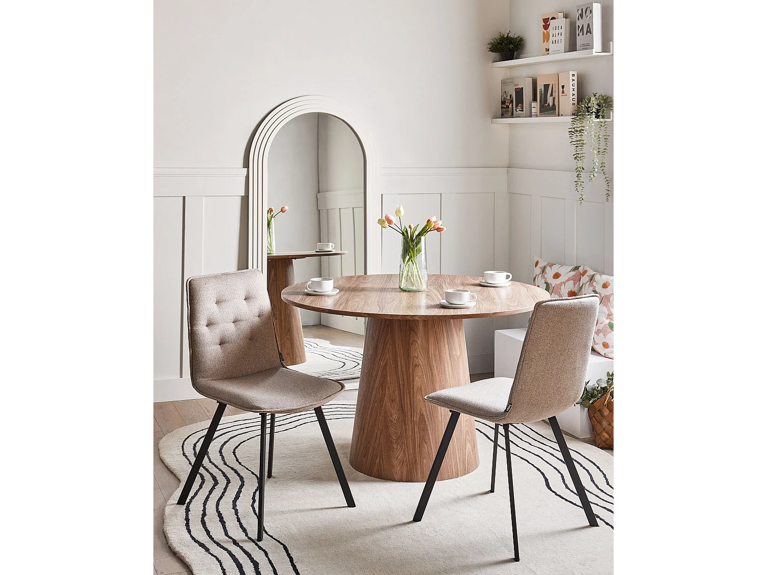 Set of 2 Dining Chairs CARVER Fabric Light Brown