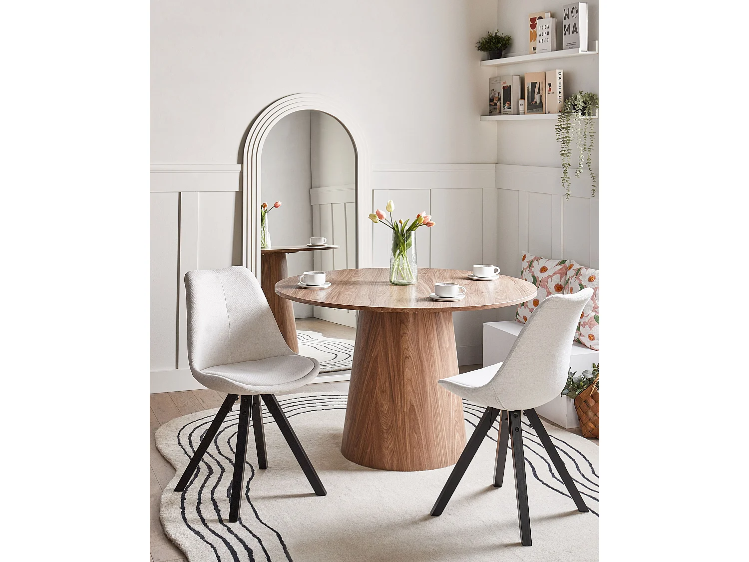 Lot de 2 chaises de salle à manger HEDLEY Tissu Beige clair