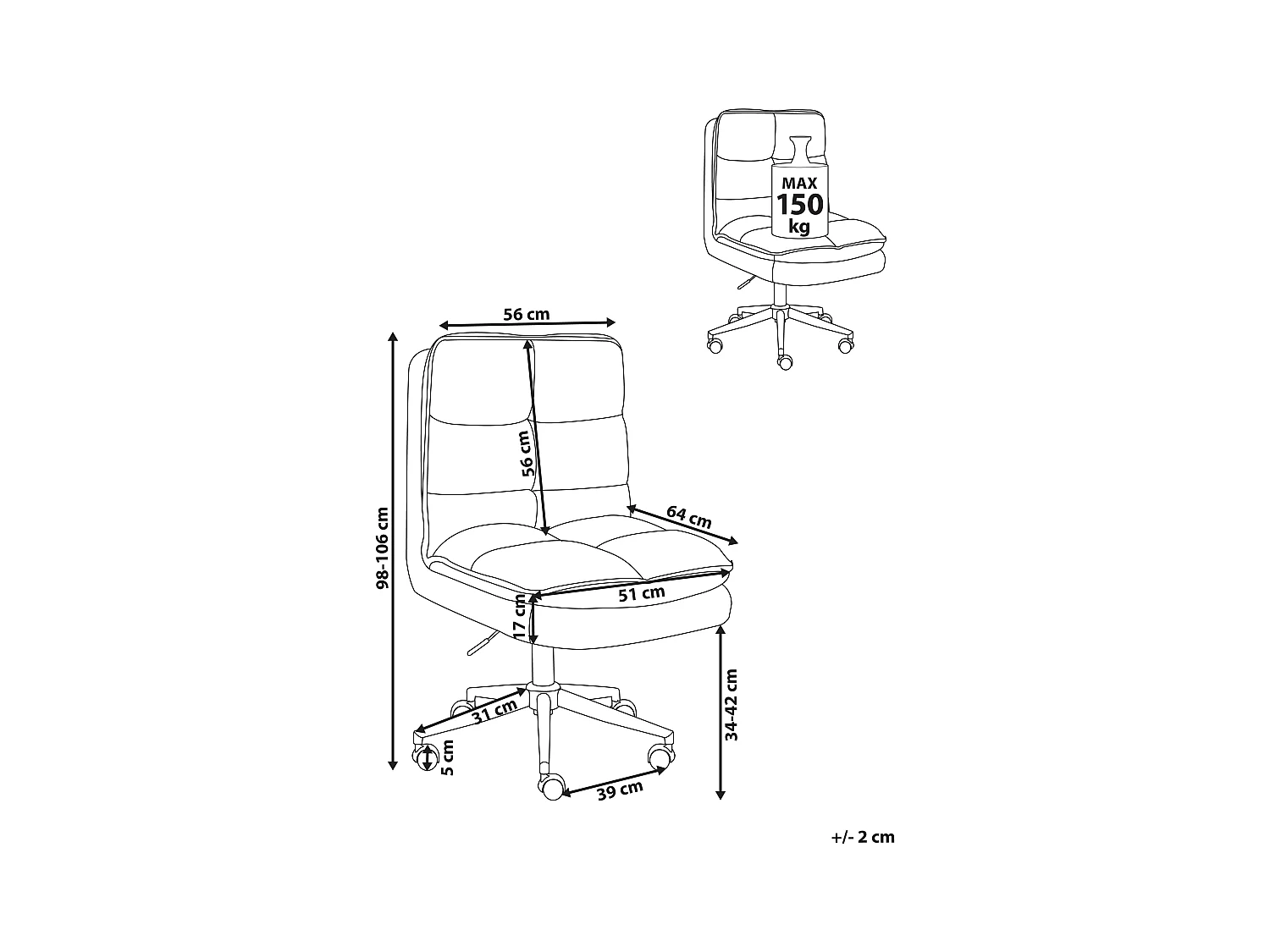 Chaise de bureau ADDISON Bouclé Rose pêche