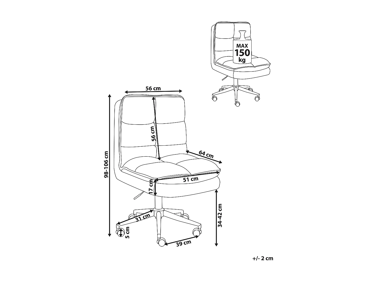 Chaise de bureau ADDISON Bouclé Rose pêche